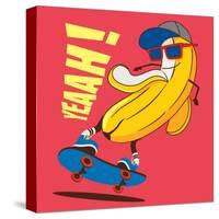 Skate and Cartoon Skater Banana Vector Character-braingraph-Stretched Canvas