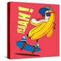 Skate and Cartoon Skater Banana Vector Character-braingraph-Stretched Canvas