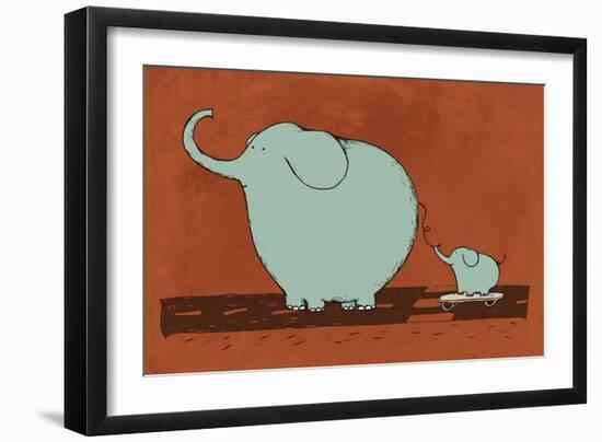 Skateboard Elephant-Carla Martell-Framed Giclee Print