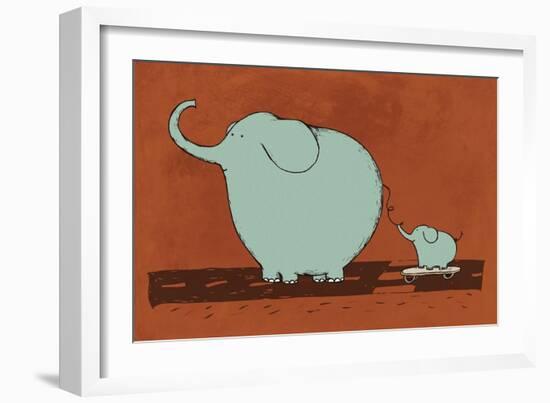 Skateboard Elephant-Carla Martell-Framed Giclee Print