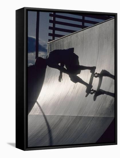 Skateboarder in Action on the Vert-null-Framed Stretched Canvas