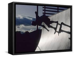 Skateboarder in Action on the Vert-null-Framed Stretched Canvas