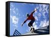Skateboarder in Action on the Vert-null-Framed Stretched Canvas