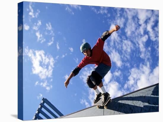 Skateboarder in Action on the Vert-null-Stretched Canvas