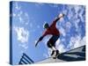 Skateboarder in Action on the Vert-null-Stretched Canvas