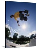 Skateboarder in Action on the Vert-null-Stretched Canvas