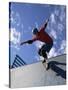 Skateboarder in Action on the Vert-null-Stretched Canvas