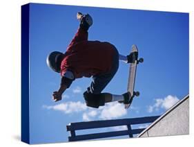 Skateboarder in Action on the Vert-null-Stretched Canvas