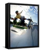 Skateboarder in Action on the Vert-null-Framed Stretched Canvas