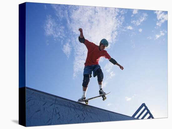 Skateboarder in Action on the Vert-null-Stretched Canvas