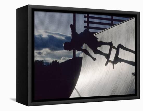 Skateboarder in Action on the Vert-null-Framed Stretched Canvas