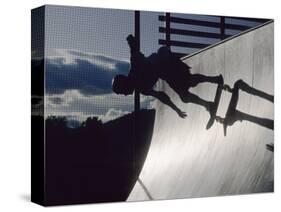 Skateboarder in Action on the Vert-null-Stretched Canvas