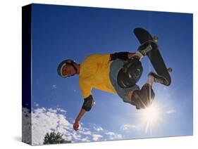 Skateboarder in Action on the Vert-null-Stretched Canvas