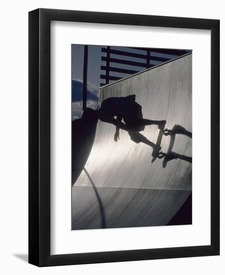 Skateboarder in Action on the Vert-null-Framed Photographic Print