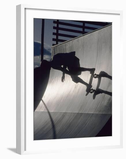 Skateboarder in Action on the Vert-null-Framed Photographic Print