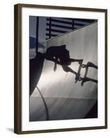 Skateboarder in Action on the Vert-null-Framed Photographic Print