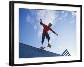 Skateboarder in Action on the Vert-null-Framed Photographic Print