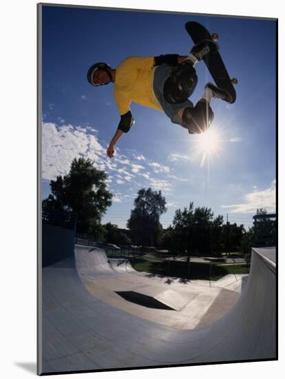 Skateboarder in Action on the Vert-null-Mounted Photographic Print