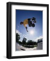 Skateboarder in Action on the Vert-null-Framed Photographic Print