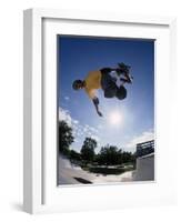 Skateboarder in Action on the Vert-null-Framed Photographic Print