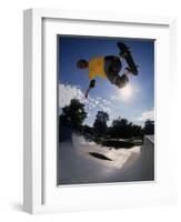 Skateboarder in Action on the Vert-null-Framed Photographic Print