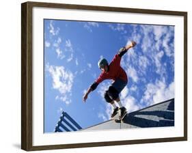 Skateboarder in Action on the Vert-null-Framed Photographic Print