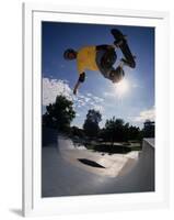 Skateboarder in Action on the Vert-null-Framed Photographic Print