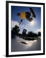 Skateboarder in Action on the Vert-null-Framed Photographic Print