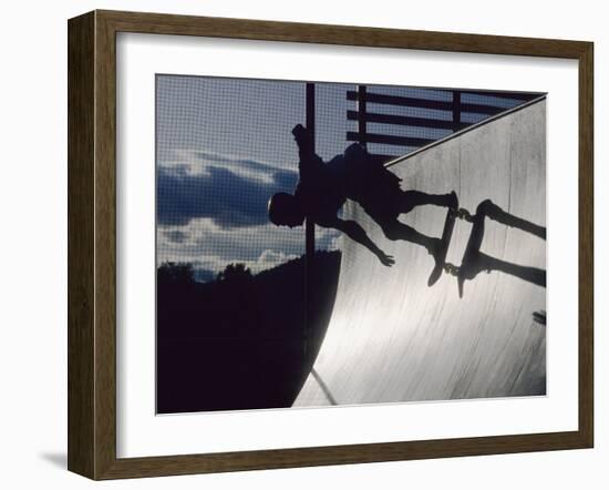 Skateboarder in Action on the Vert-null-Framed Photographic Print