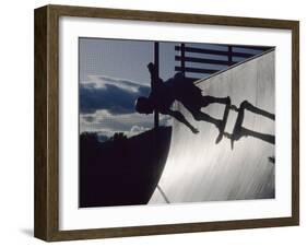 Skateboarder in Action on the Vert-null-Framed Photographic Print