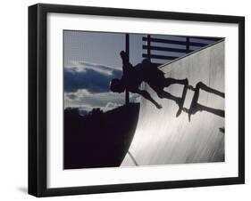 Skateboarder in Action on the Vert-null-Framed Photographic Print