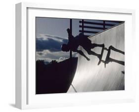 Skateboarder in Action on the Vert-null-Framed Photographic Print