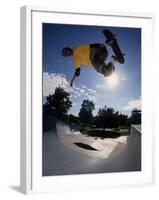 Skateboarder in Action on the Vert-null-Framed Photographic Print