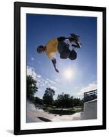 Skateboarder in Action on the Vert-null-Framed Photographic Print