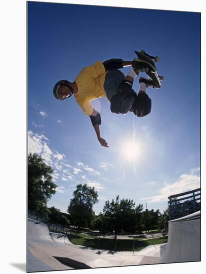 Skateboarder in Action on the Vert-null-Mounted Photographic Print