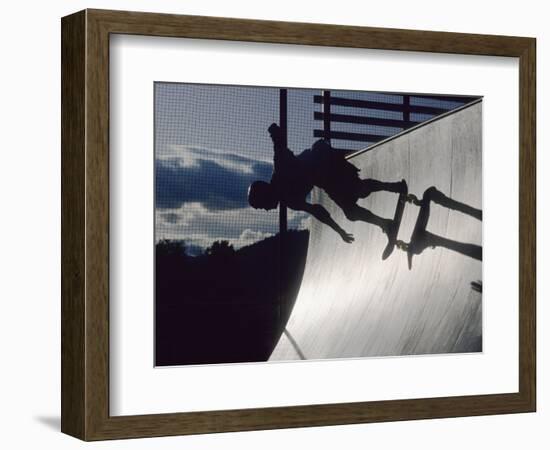 Skateboarder in Action on the Vert-null-Framed Photographic Print