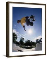 Skateboarder in Action on the Vert-null-Framed Photographic Print