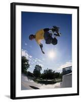 Skateboarder in Action on the Vert-null-Framed Photographic Print