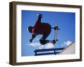 Skateboarder in Action on the Vert-null-Framed Photographic Print