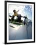 Skateboarder in Action on the Vert-null-Framed Photographic Print