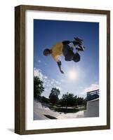 Skateboarder in Action on the Vert-null-Framed Photographic Print