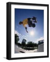 Skateboarder in Action on the Vert-null-Framed Photographic Print