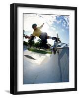 Skateboarder in Action on the Vert-null-Framed Photographic Print