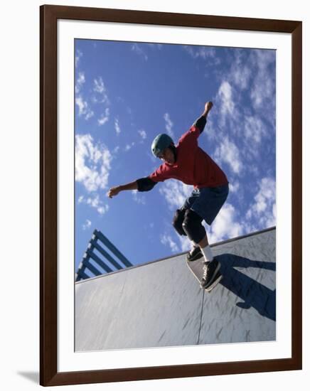 Skateboarder in Action on the Vert-null-Framed Photographic Print