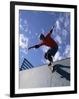 Skateboarder in Action on the Vert-null-Framed Photographic Print