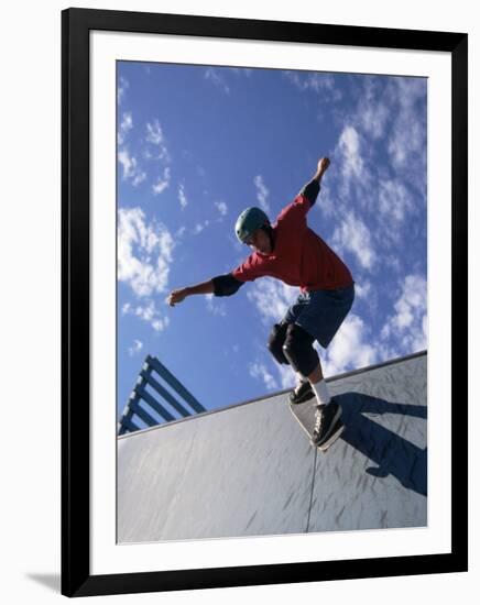 Skateboarder in Action on the Vert-null-Framed Photographic Print