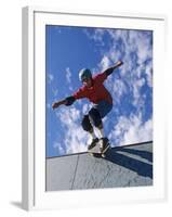 Skateboarder in Action on the Vert-null-Framed Photographic Print