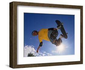 Skateboarder in Action on the Vert-null-Framed Photographic Print