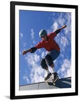 Skateboarder in Action on the Vert-null-Framed Photographic Print