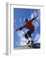 Skateboarder in Action on the Vert-null-Framed Photographic Print